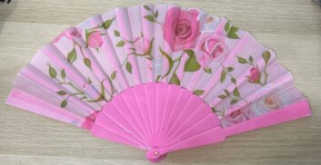 Веер: Веер розовый с розами
