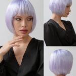 Парик женский каре лиловый 1