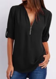 Блуза черная на замке (42)