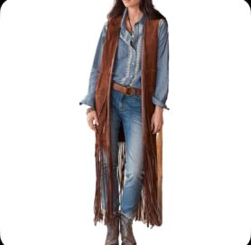 Жилет длинный с бахромой