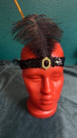 Повязка с пером: Повязка черная с пером+камнь