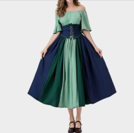 Платье Средневековое с корсетом: Платье зеленое с корсетом (48)