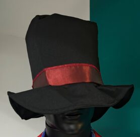Шляпа черная с красной лентой