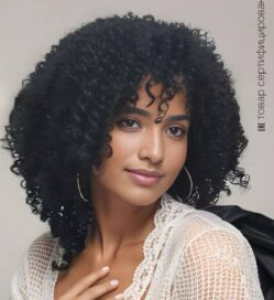 Парик женский кудрявый черный