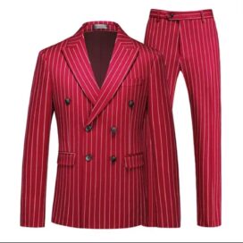 Двубортный костюм в полоску красный: Костюм в полоску красный (54)