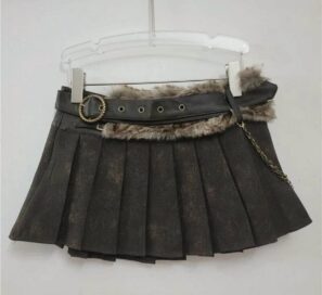 Юбка короткая с мех поясом: юбка с шерсть поясом (48)