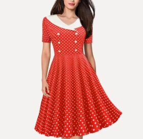 Платье в горошек: Платье в горошек красное (44)