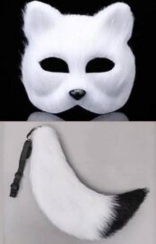 Маска кошки с хвостом (квадробинг): Маска кошки с хвостом белый
