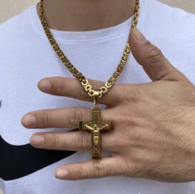Подвеска крест золотой