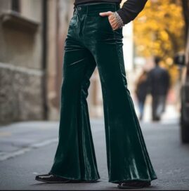 Мужские брюки-клеш зеленые: Брюки-клеш зеленые (54)