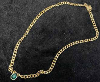 Цепочка с зеленым камнем капля
