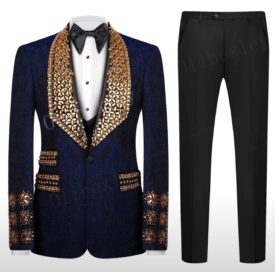 Костюм мужской со стразами: Костюм со стразами синий (50)