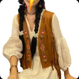 Жилет женский с орнаментом коричневый