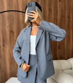 Пиджак серый в полоску женский: Пиджак серый (44)