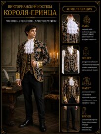 Викторианский костюм короля-принца: Розово-синие цветы (54)